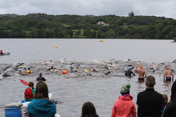 Start of 750 metre swim in Gartan