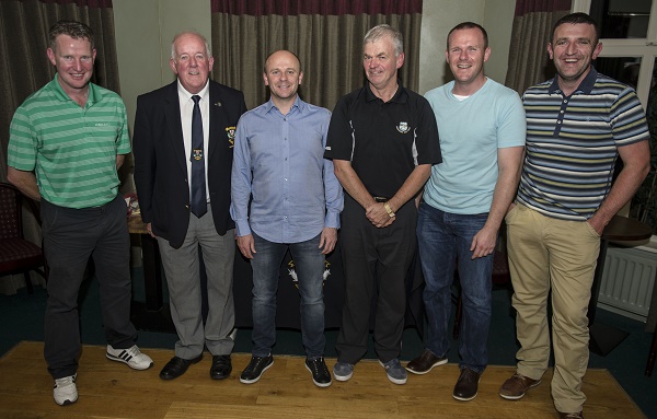 Conor Mc Gettigan, [centre] sponsor of the Mc Gettigan Gala Open competition played recently at Letterkenny Golf Club, pictured with prizewinners [l-r] Kieran Sweeney, Con Boyce, JP Clarke and Bryan Margey. Also pictured is Captain Ivan Fuery.