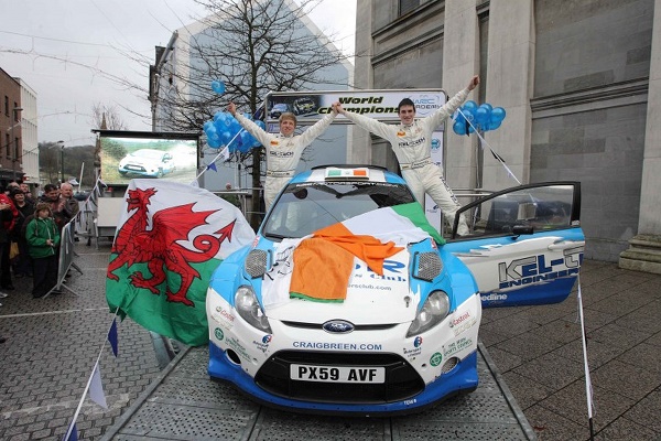 Craig Breen and his welsh navigator the late Gareth Roberts affectionally known as "TOD" celebrating a win in their Ford Fiesta