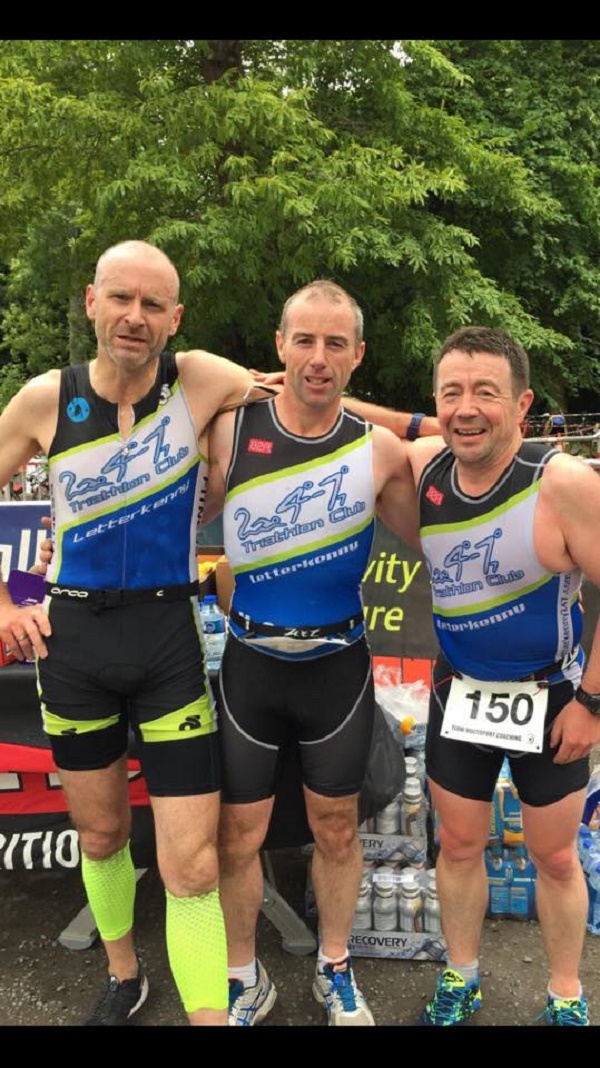 Donagh O Sullivan, Eugene Mc Gettigan, and Martin Donnelly after Olympic race in Sligo