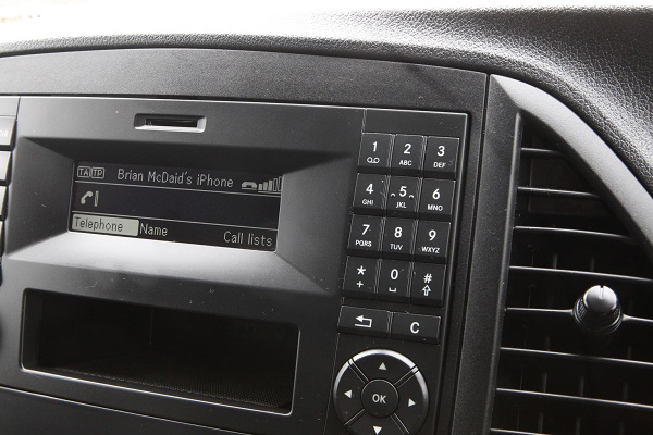 The no fuss dash in the new Mercedes Vito complete with the key pad built into the dash. Photo Brian McDaid