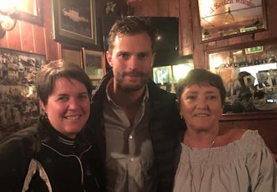 Marina Hamilton, left, with Mr Grey himself Jamie Dornan.