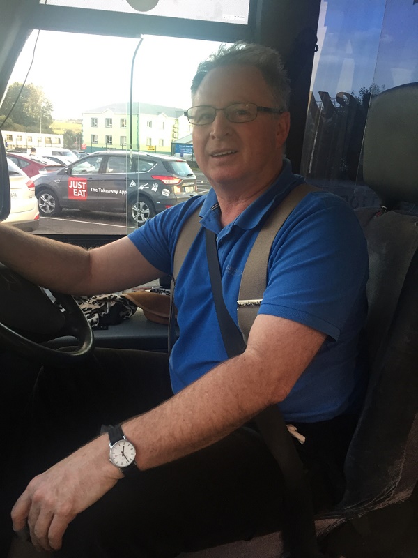 Jeff The friendly bus driver on the Letterkenny Town Bus which in not used by near enough local people in town. Photo Brian Mc Daid