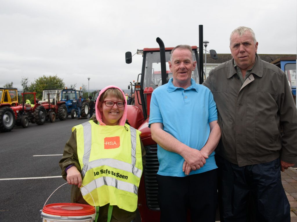 Philomena Doherty, Gerald Friel and Willie McHugh at the Robbie Robb Memorial Tractor Run in of St.Josephs Hospital. Photo Clive Wasson