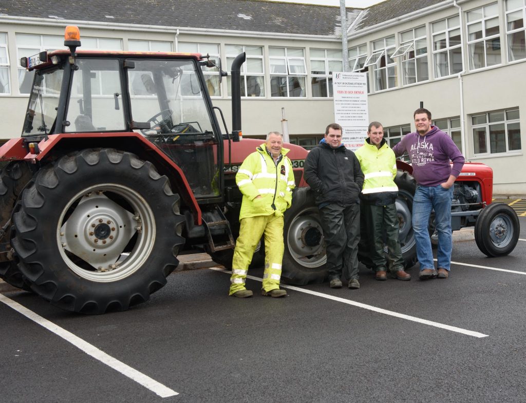 Thomas Nesbitt, Lee Parke, Ryan McKnight, and Kyle Parke at the Robbie Robb Memorial Tractor Run in of St.Josephs Hospital. Photo Clive Wasson