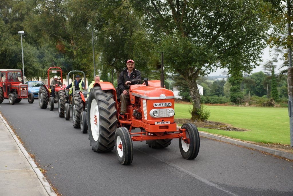 Alan Robb leads the way at the Robbie Robb Memorial Tractor Run in of St.Josephs Hospital. Photo Clive Wasson