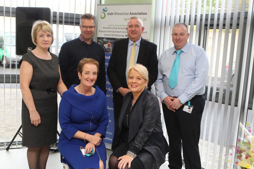 CEO of the Irish Wheel Chair Association, Rosemary Keogh pictured with Mary Mc Grenra manager of the new Irish Wheelchair Association Centre which was opening in Letterkenny on Friday. Also pictured are. Harriet Mc Cafferty , Marcus Hufsky, Hugh Farrell Regional Manager IWA and Owen Mc Fadden. Photo Brian McDaid