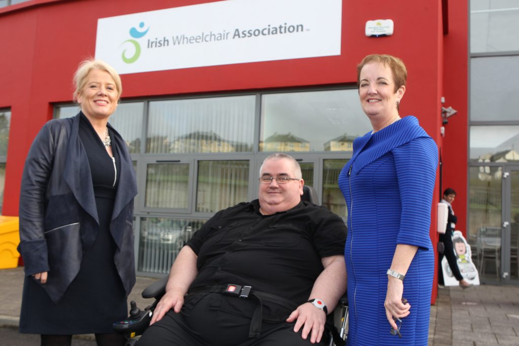 Shaun Bartley with CEO of the Irish Wheelchair Association Rosemary Keogh and Manager of the New Irish Wheel Chair Association Centre which opened in Letterkenny on Friday.Photo Brian McDaid