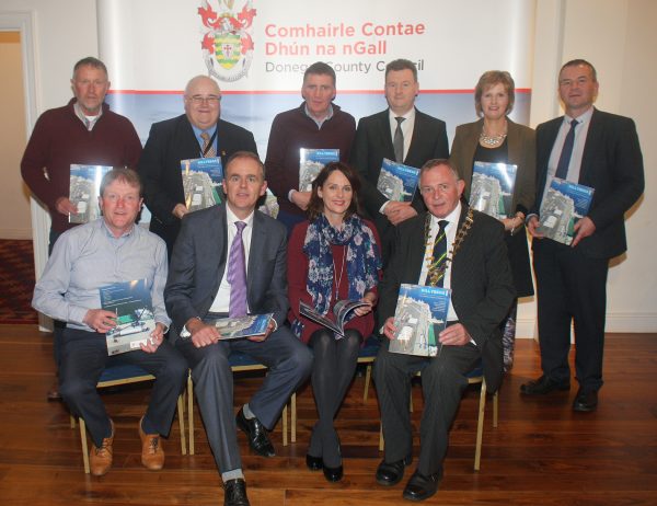 Jim Parkinson, Barne McLaughlin, Eugene McBrearty, Seamus Neely, Christine Britton, Liam Ward and front,Cllr. Noel Jordan, Minister Joe McHugh TD, Cllr. Niamh Kennedy and Mayor of Donegal, Cllr Terrence Slowey. MVB 4