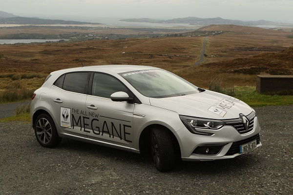 The all New Renault Megane pictured on the picturesque Lough Salt Mountain pass they week. Photo Brian McDaid