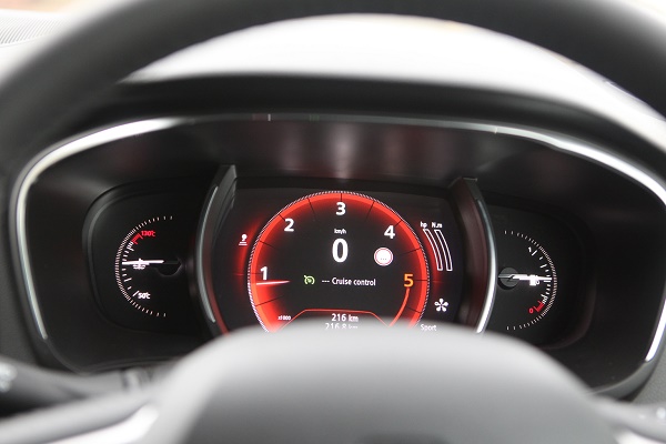 The clocks of the All new Renault Megane in red for Sport mode. Photo Brian McDaid