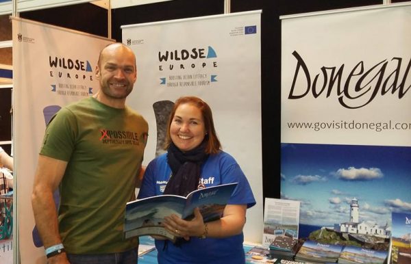 Joy Harron from Donegal Tourism Ltd. with famous adventurer Monty Halls