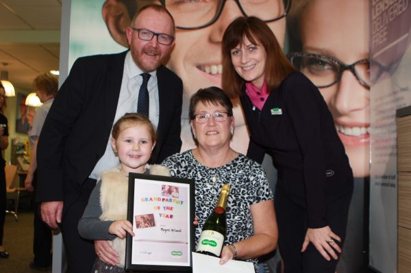 Specsavers Director, Mr Paul O’Donoghue with Grandmother of the Year, Margaret McConnell