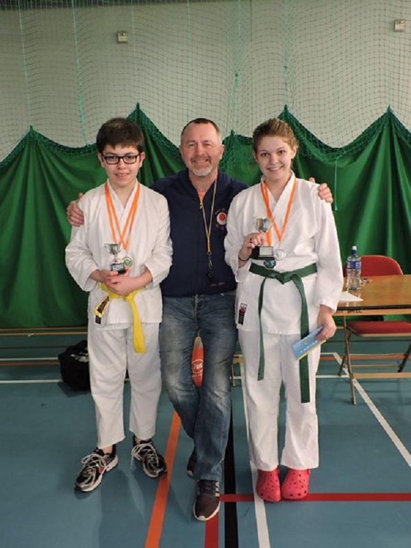 (L-R) Junior Student of the Year Adam Savva, Sensi John Wilkie and Intermediate Student of the Year Zoe Lynch.(Missing from photograph Senior Student of Year Christopher O’Donnell.