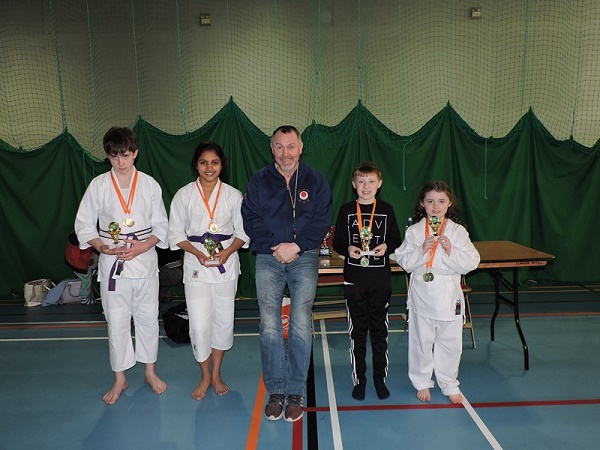 (L-R) Best Spirit Male Cormac Quinn, Best Kick Athira Prasanth, Sensi John Wilkie, Best Punch Finn Boyle and Best Spirit Female Kiera Feeney.