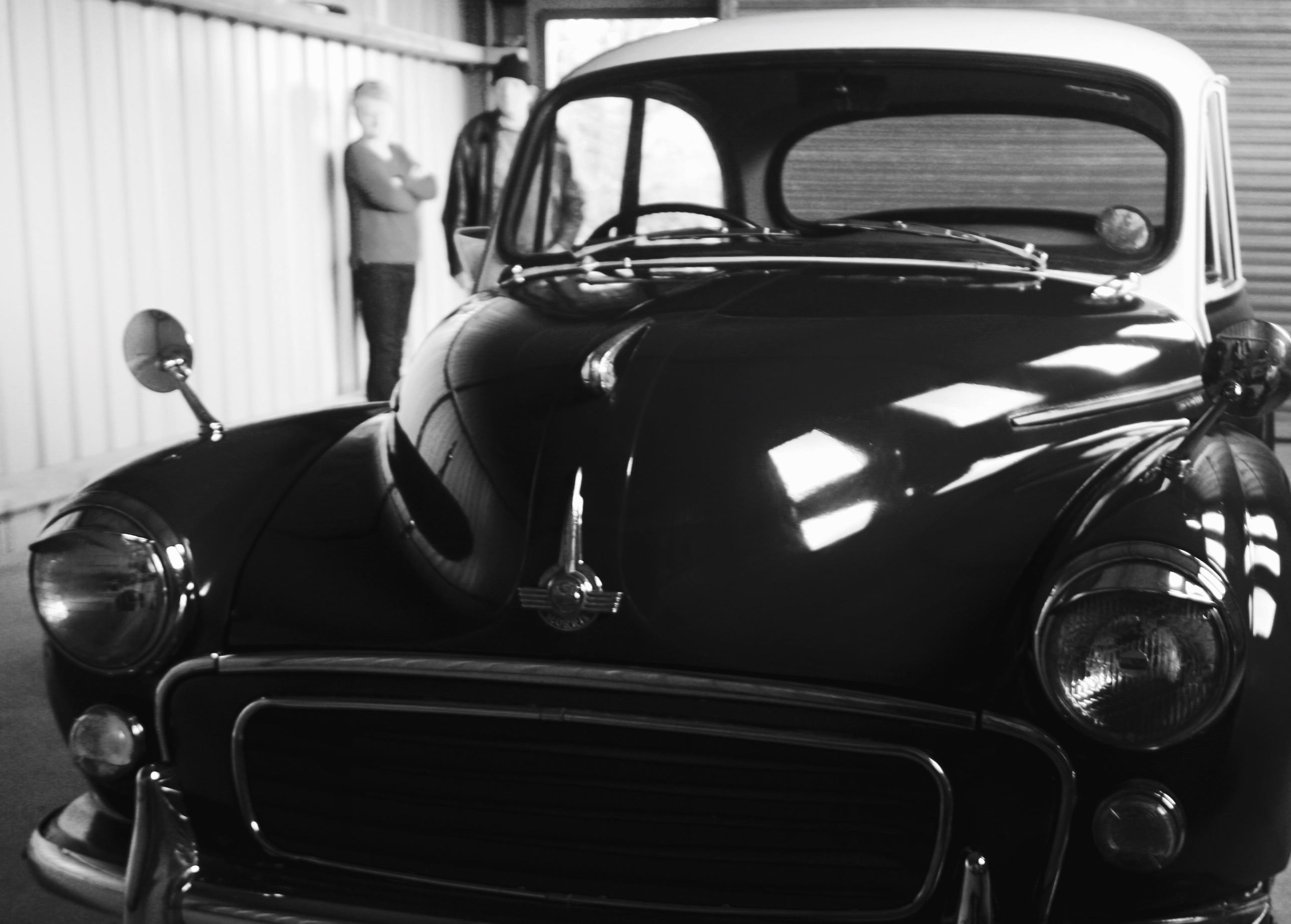 George and Kathleen admire their Christmas present which takes them back to memories of when they first met  when George also drove a Morris Minor back then. Photo Brian McDaid