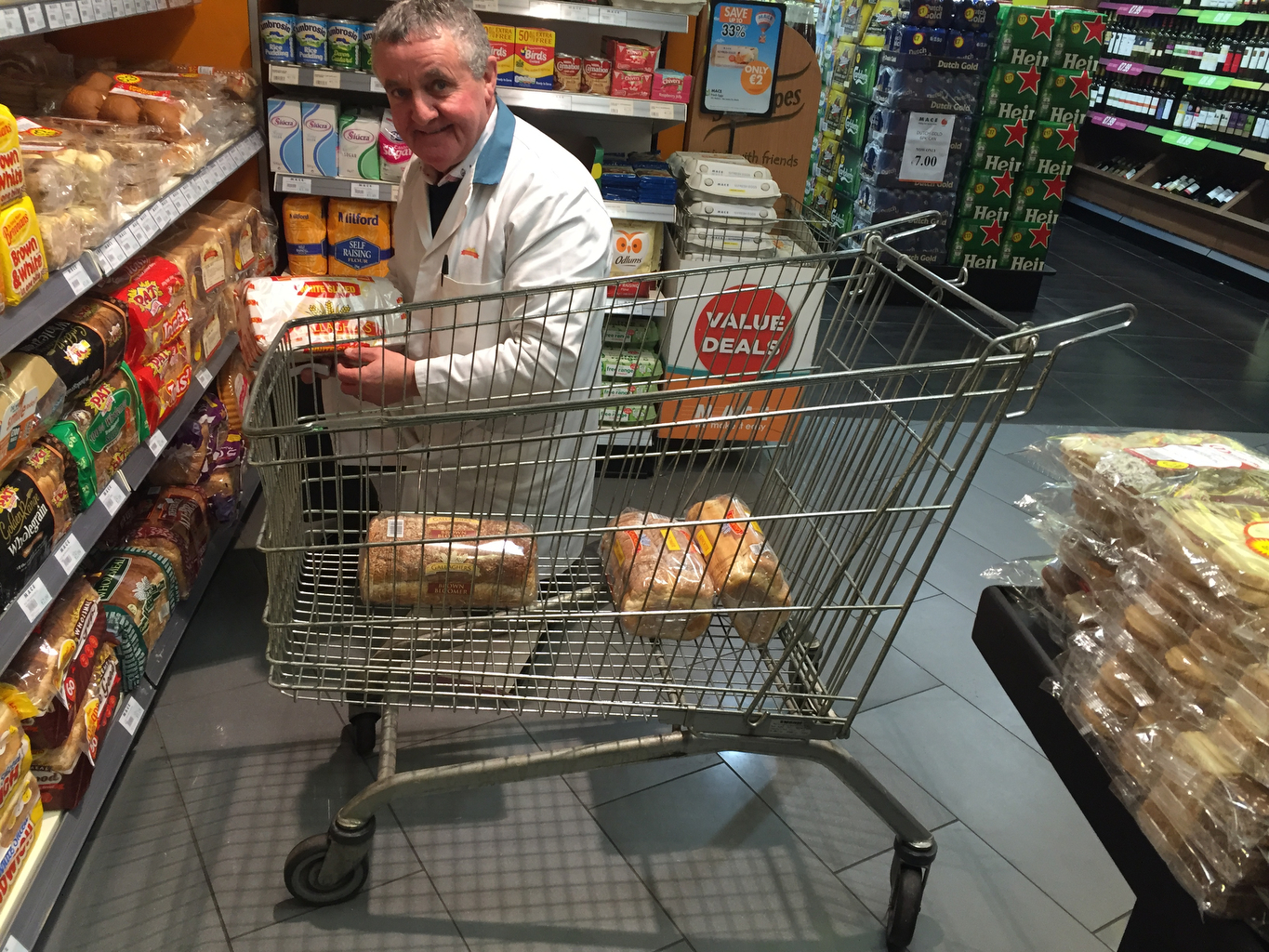 Hughie McDaid pictured in a familiar setting delivering Gallagher bread to the shop around Letterkenny now celebrating over 4o year in business. Photo Brian Mc Daid