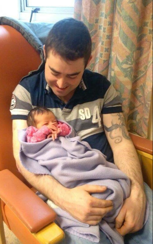Daniel Kelly over the moon with his daughter Eilish who was born on Leap Year's day.