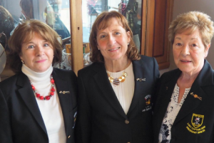 Mary Flynn, outgoing Captain, Roseanne Logue, Portsalon Lady Captain 2020 and Club President, Betty Boal
